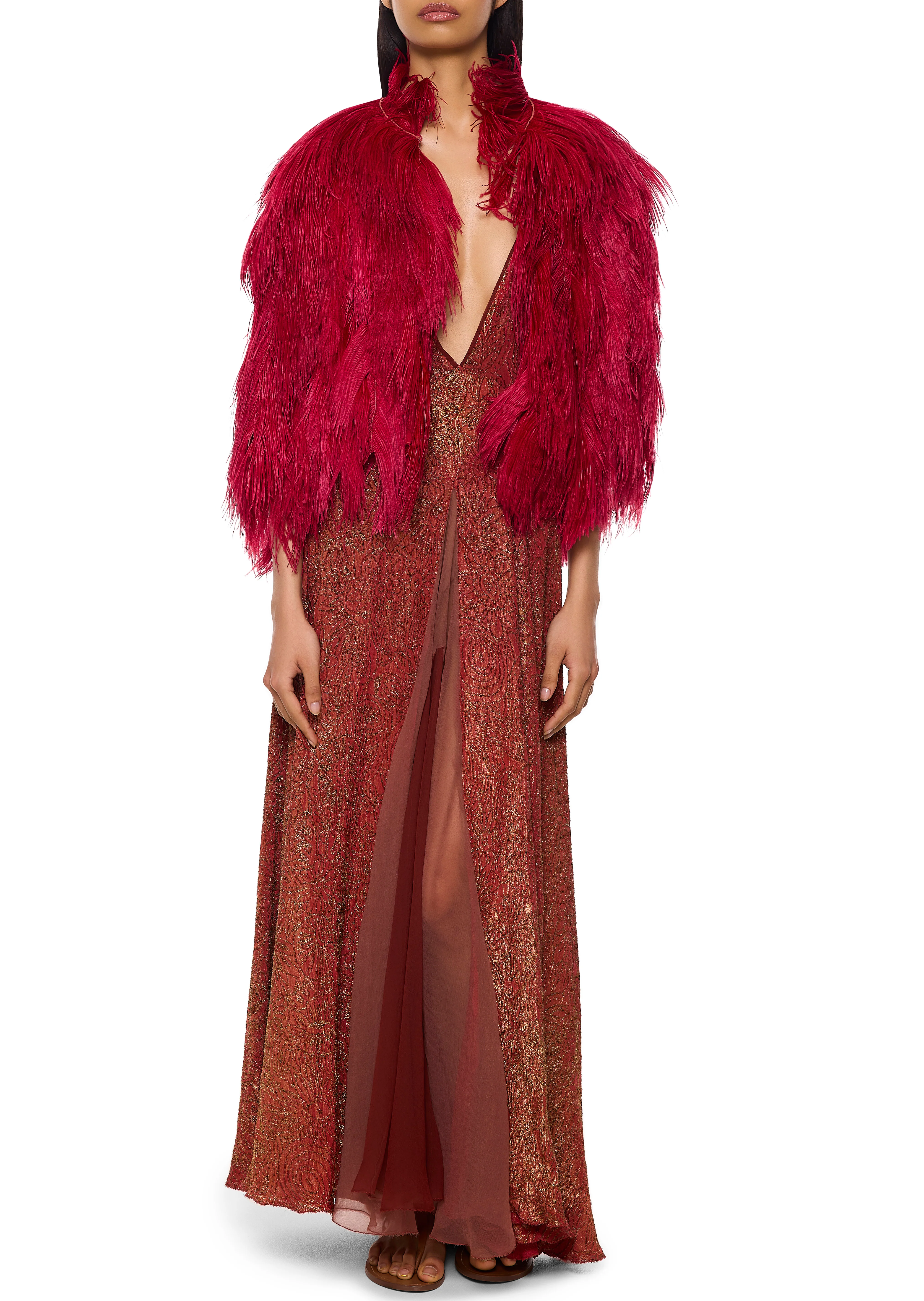 1920s Crimson Feather Cape