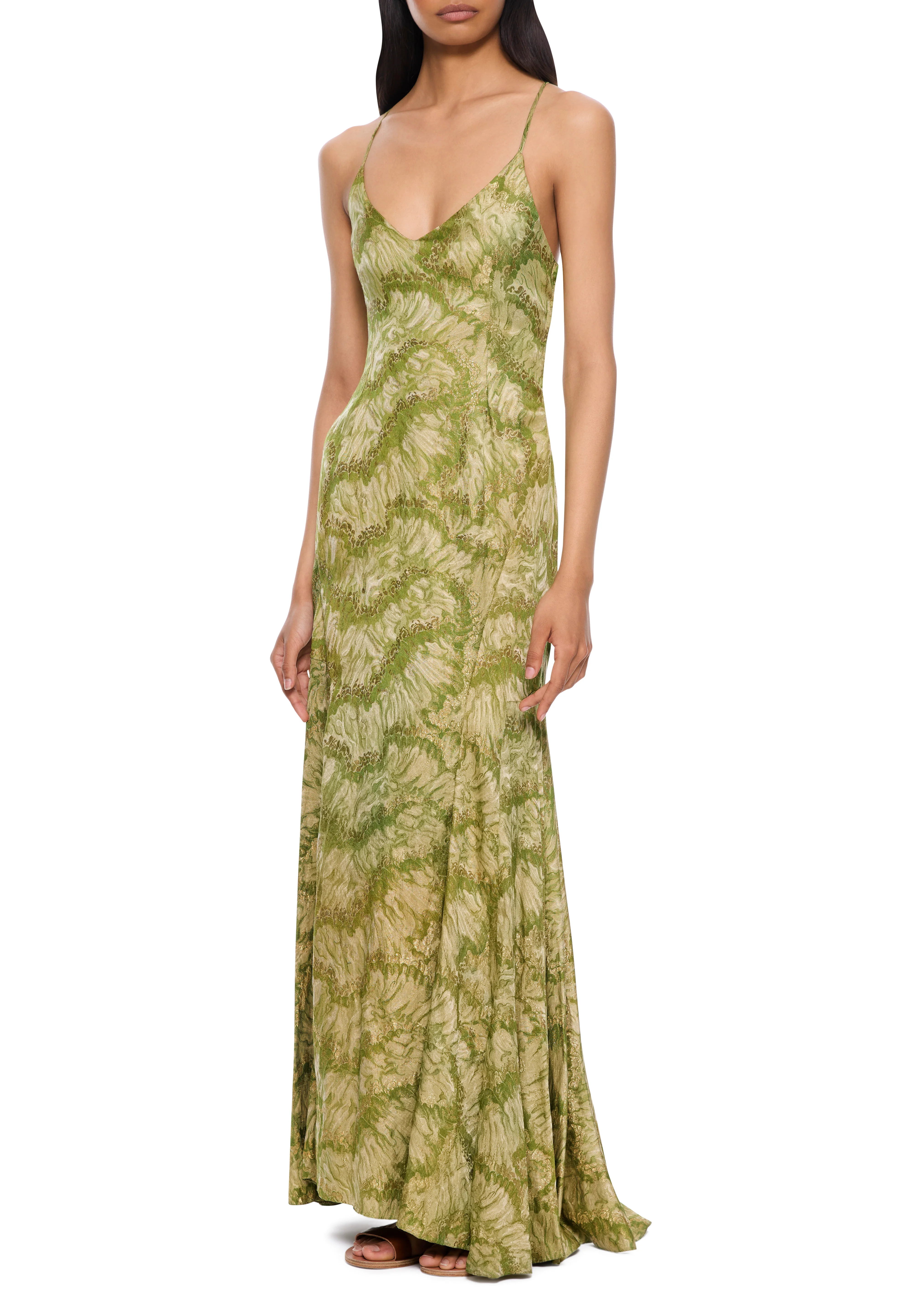 1920s Lime Green Lamé Gown - Image 3