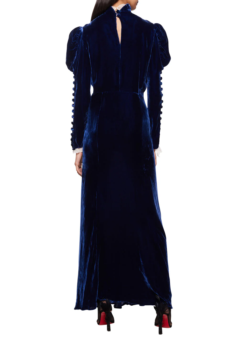 1930s Deep Navy Blue Velvet Dress - Image 4