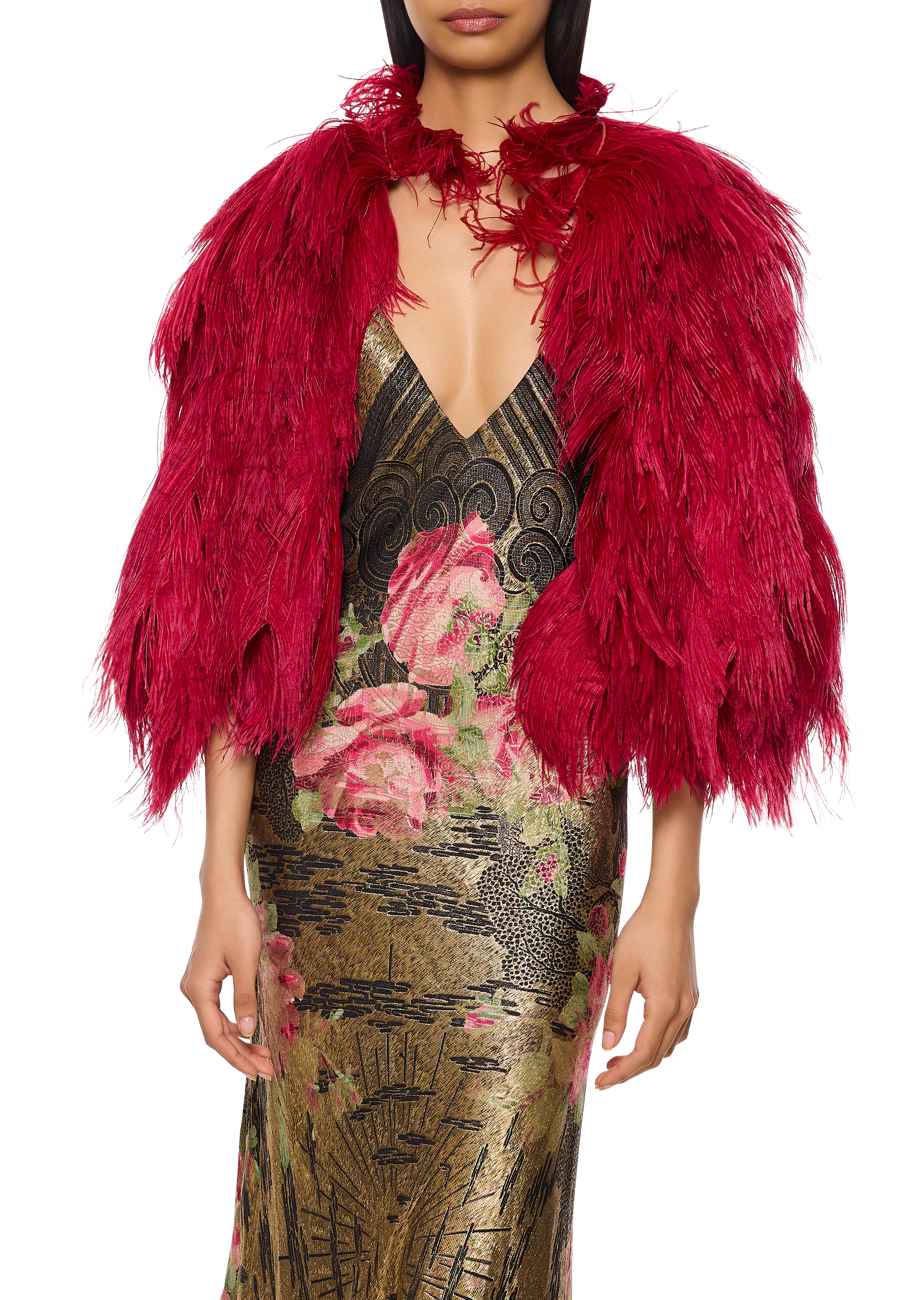1930s Gold and Pink Floral Lamé Gown - Image 4