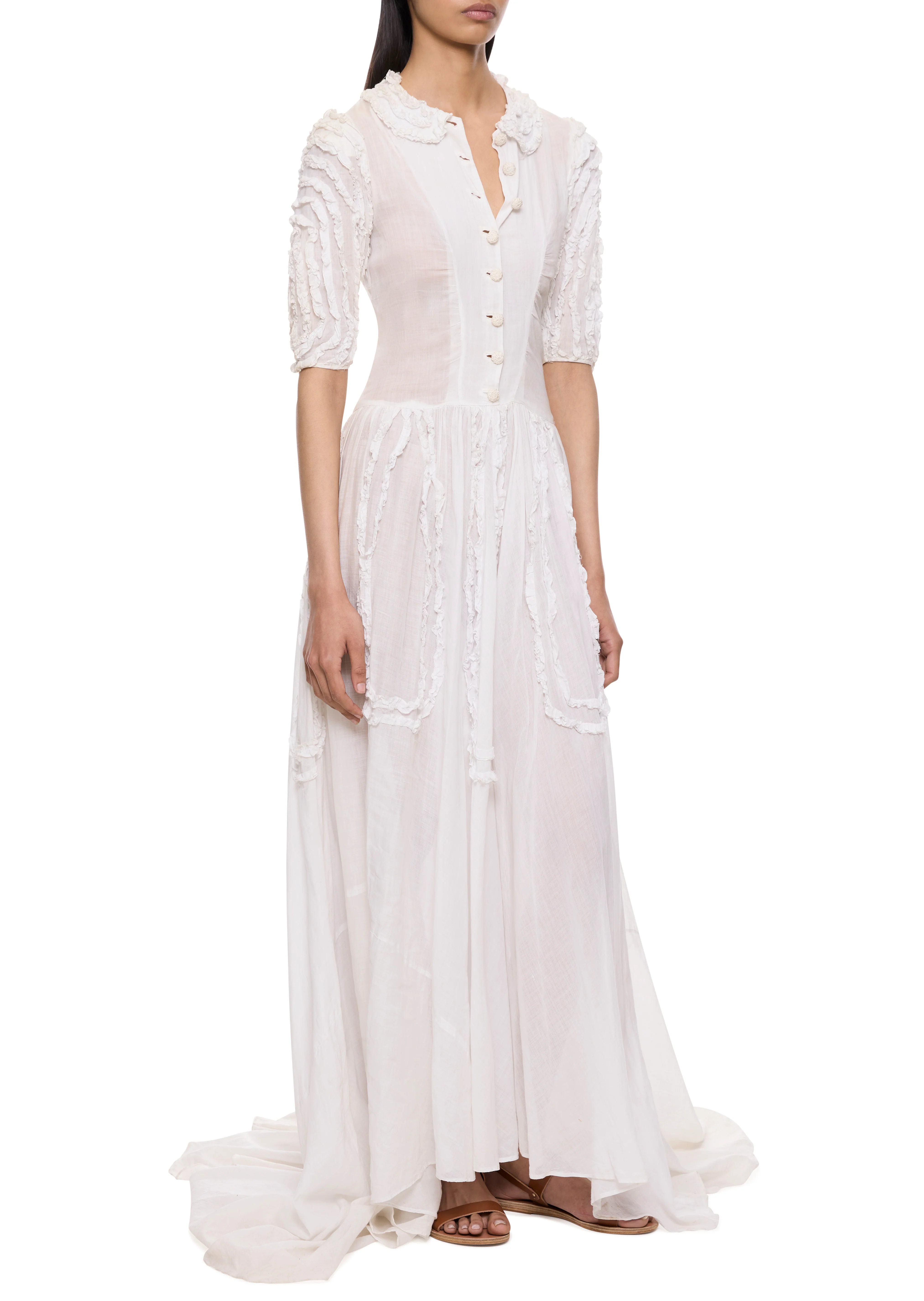 1930s White Cotton Bridal Gown - Image 2