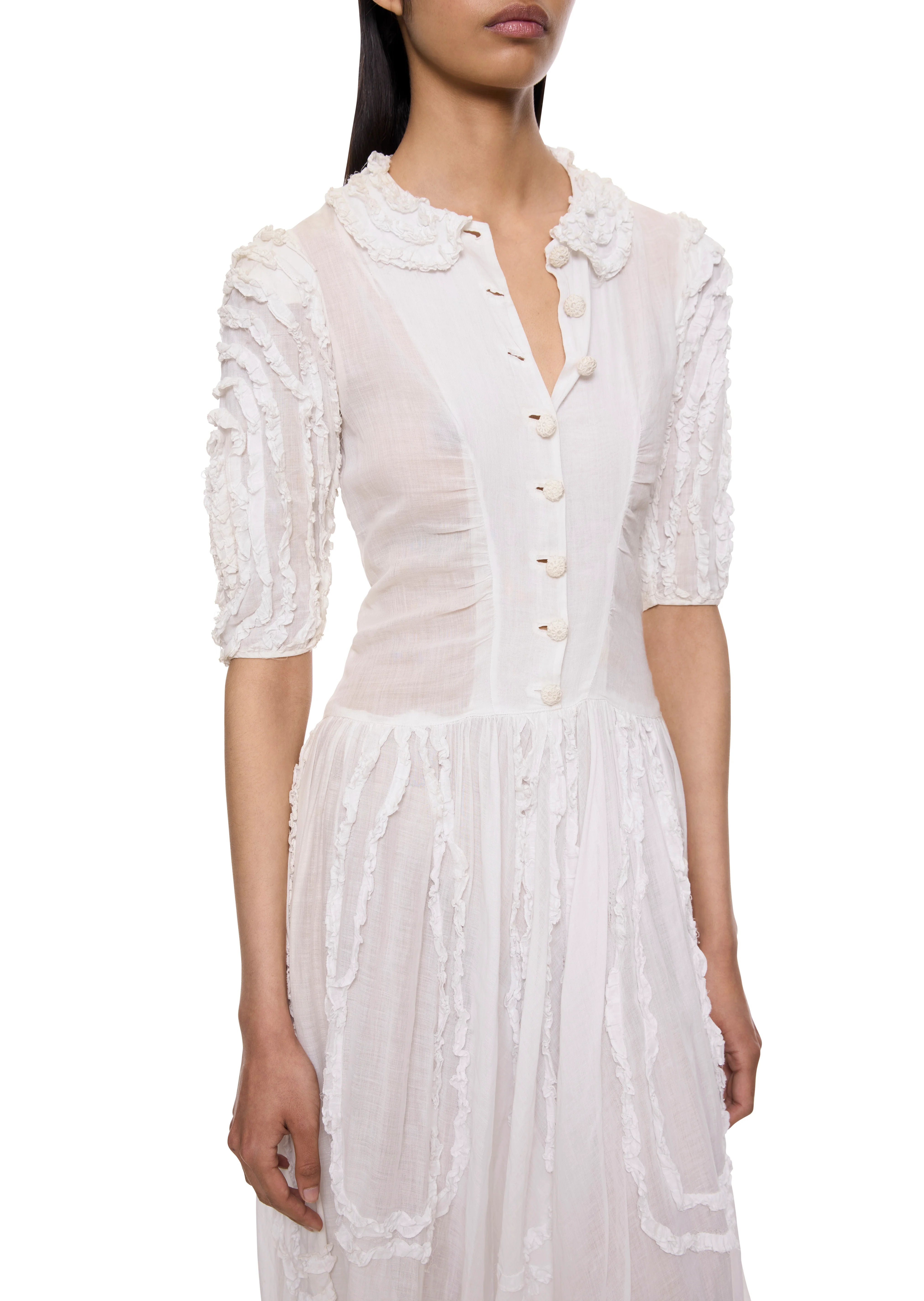 1930s White Cotton Bridal Gown - Image 3