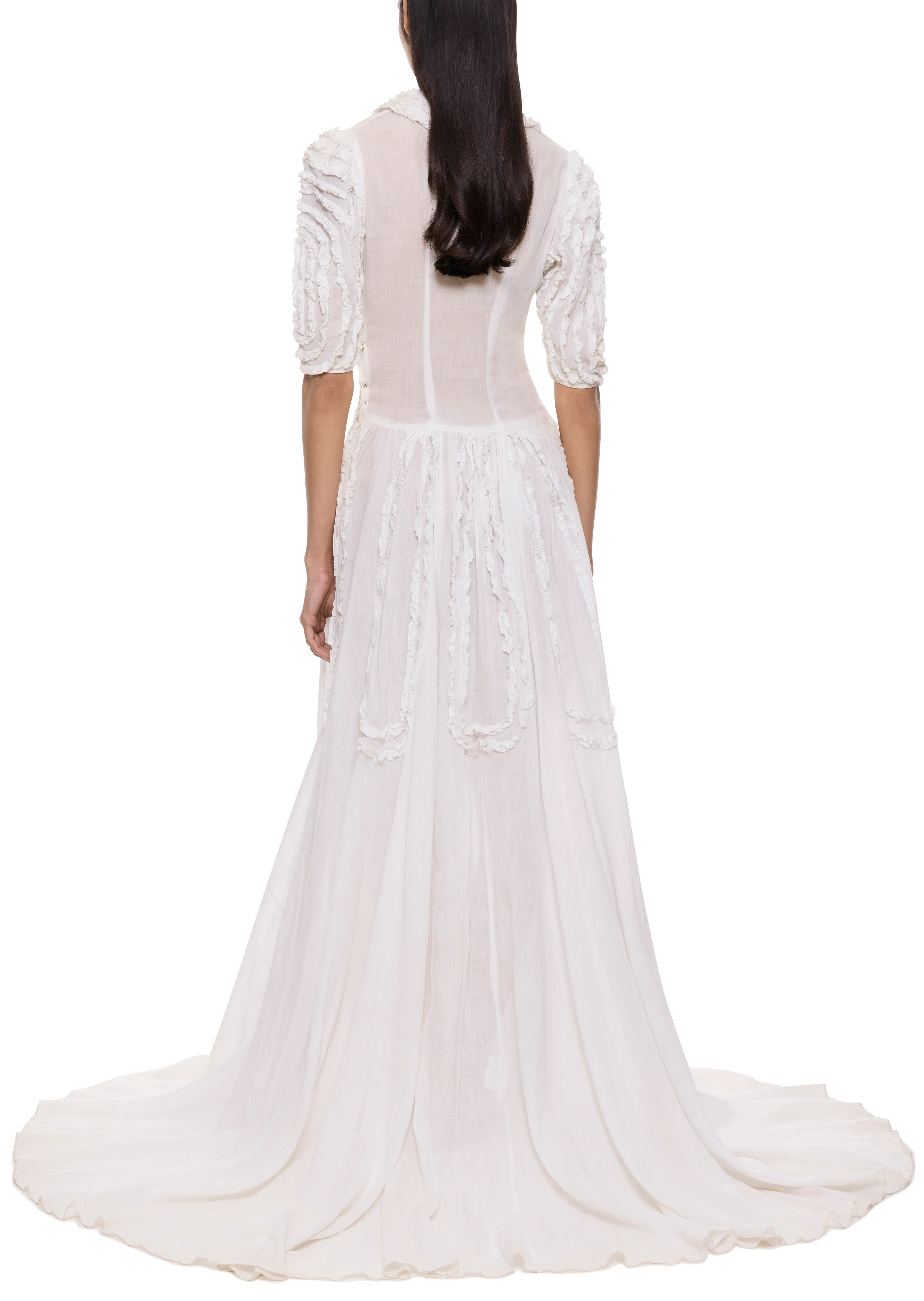 1930s White Cotton Bridal Gown - Image 4