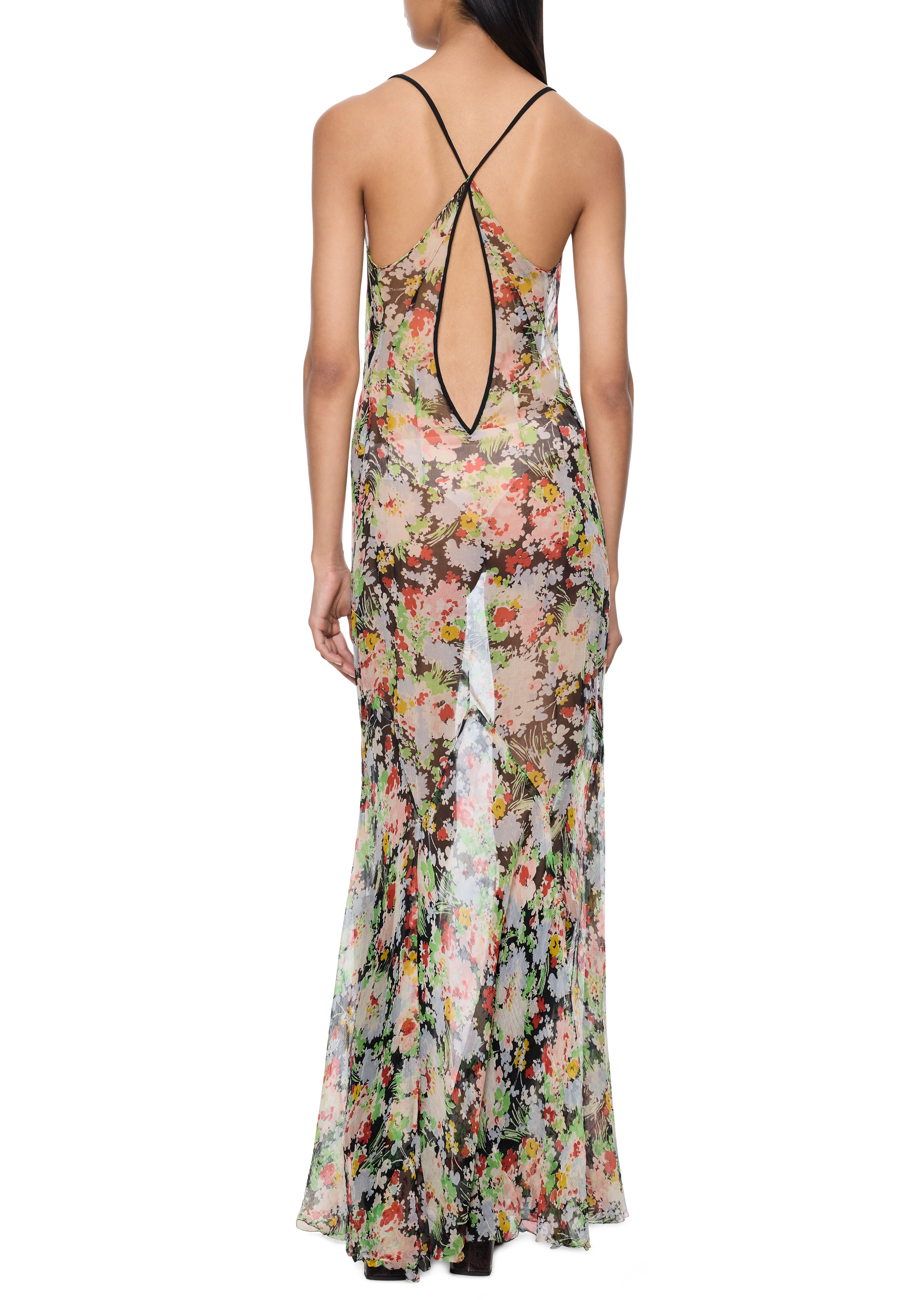 1940s Floral Silk Dress - Image 3