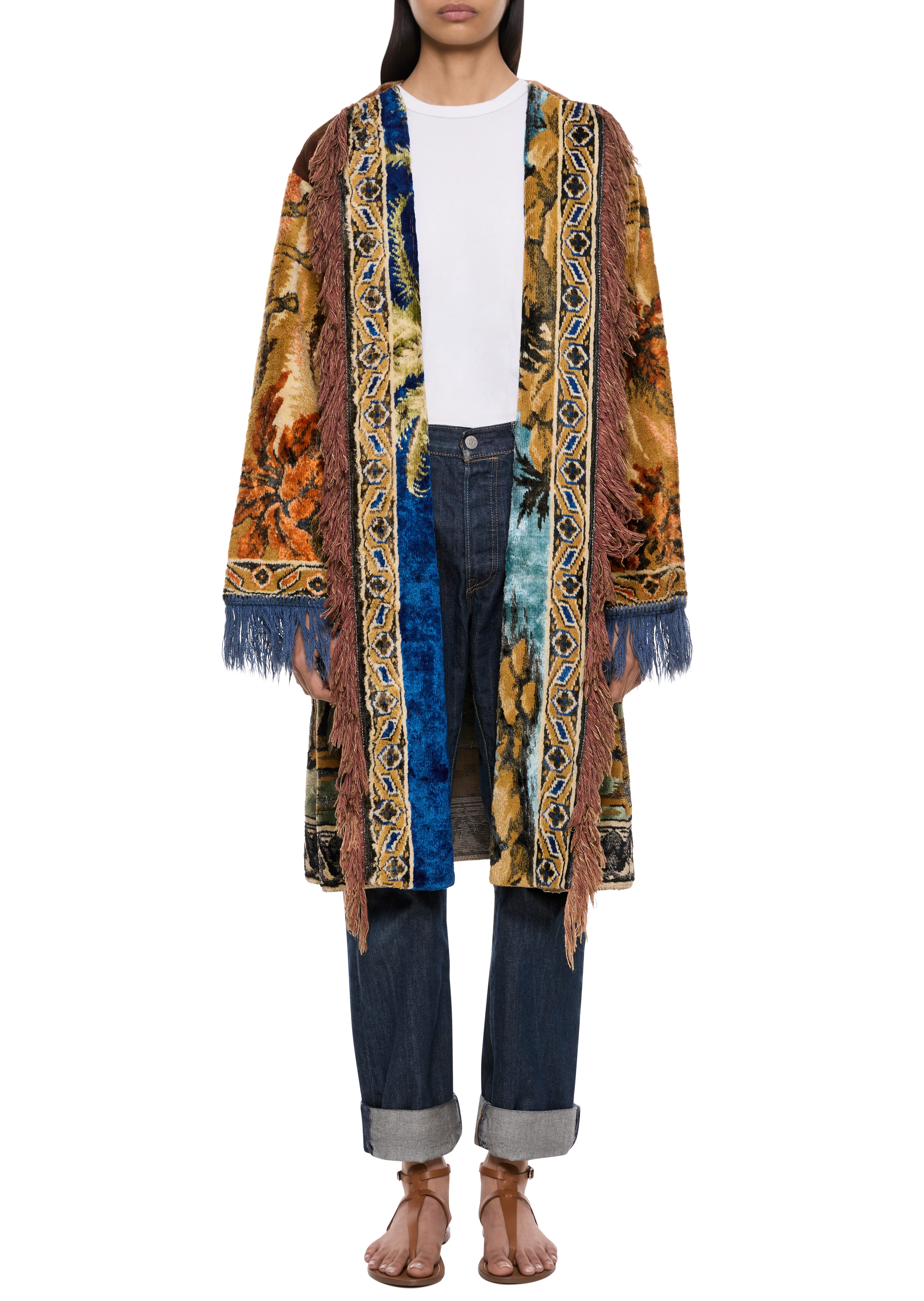 70s Blue and Green Carpet Coat
