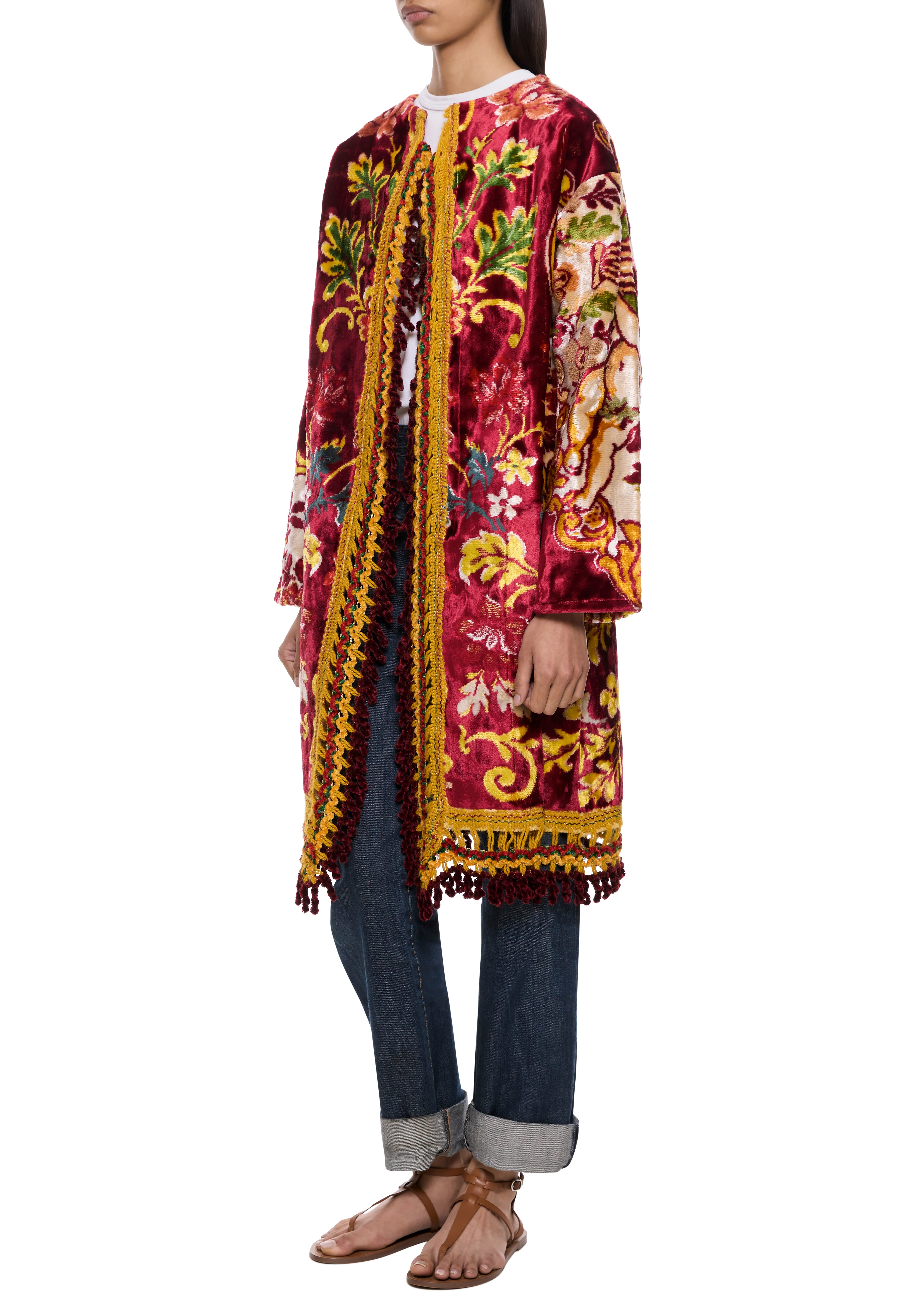 70s Red and Gold Tapestry Coat - Image 2