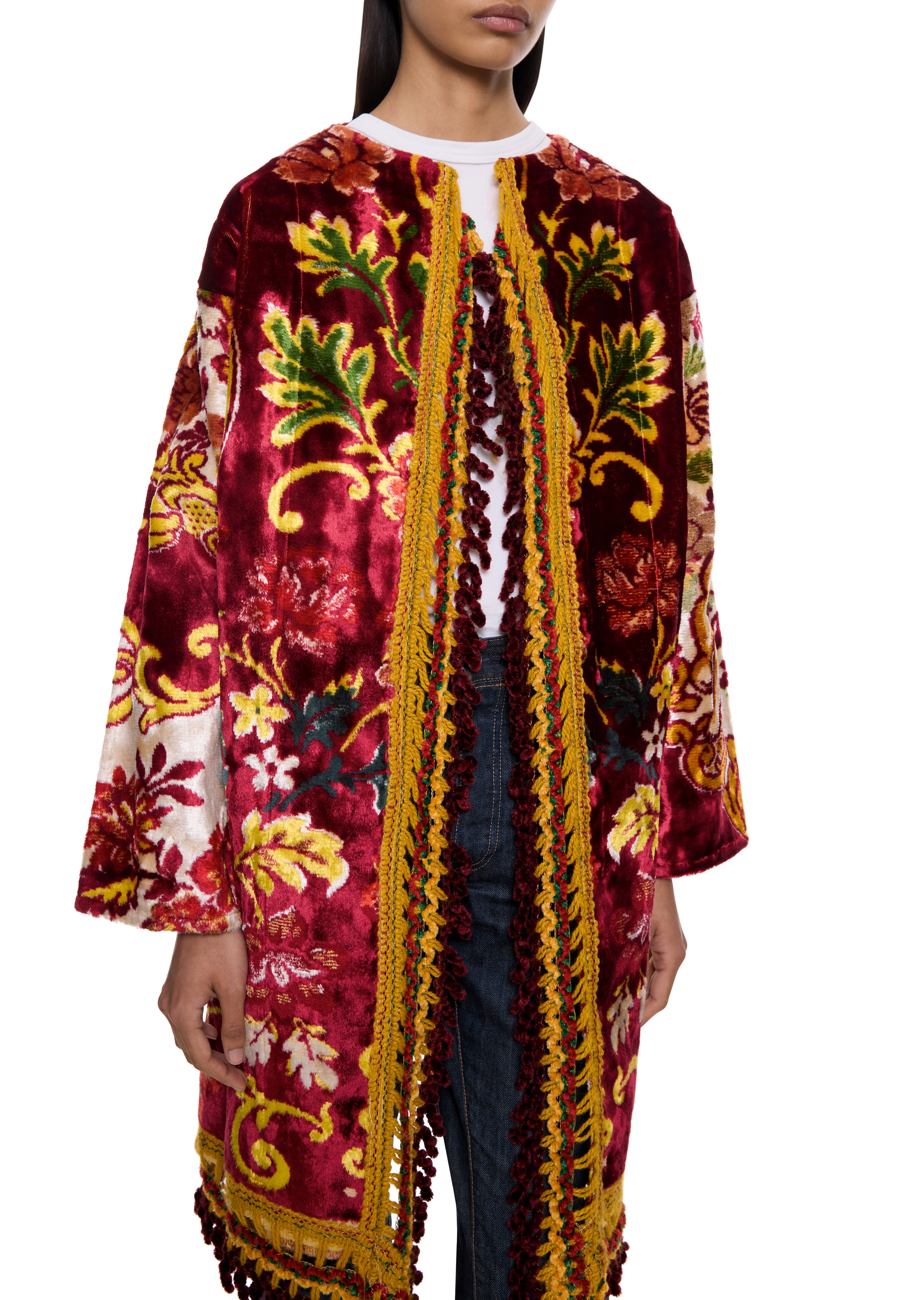 70s Red and Gold Tapestry Coat - Image 3