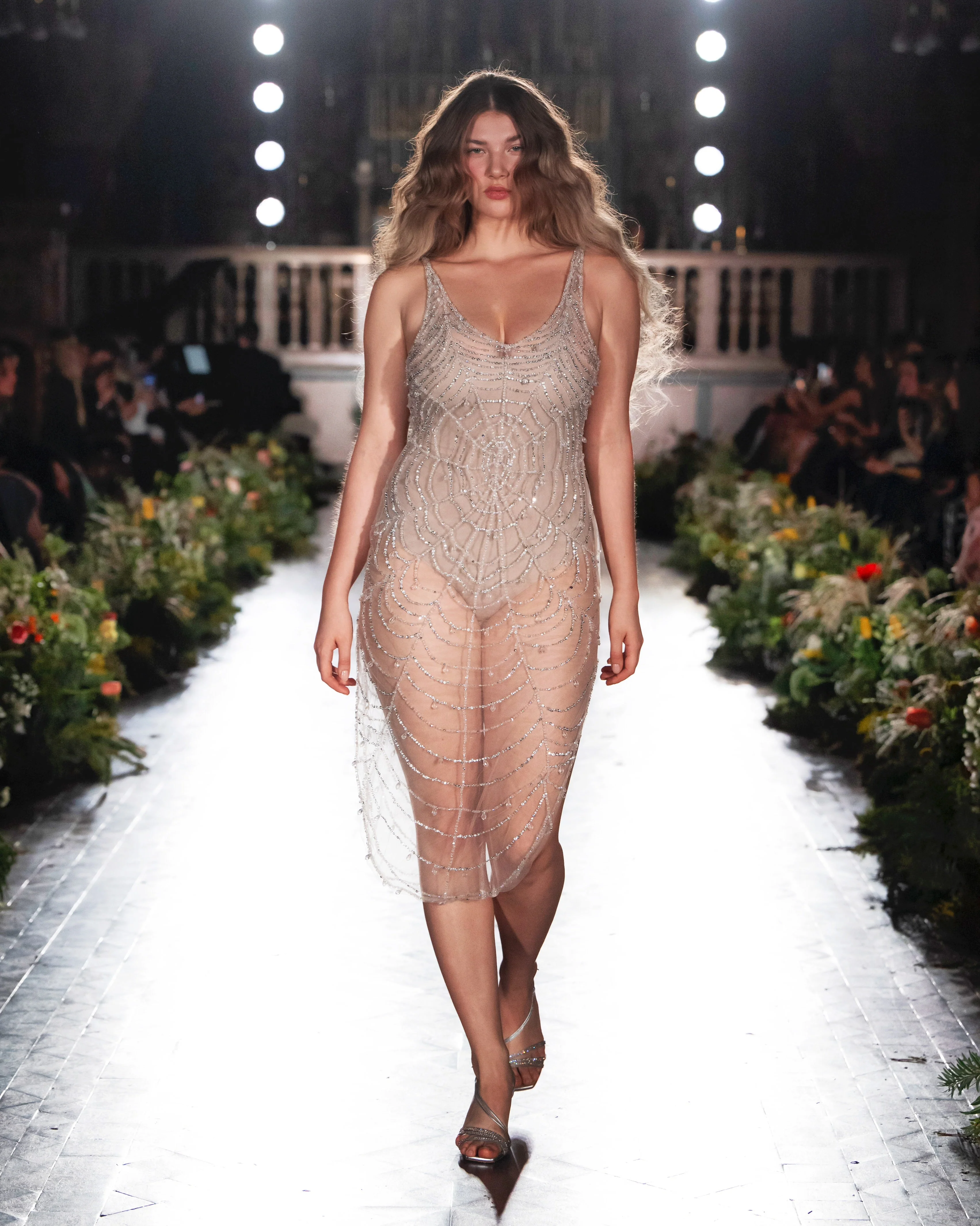Cobweb Midi Dress - Pearl - Image 14