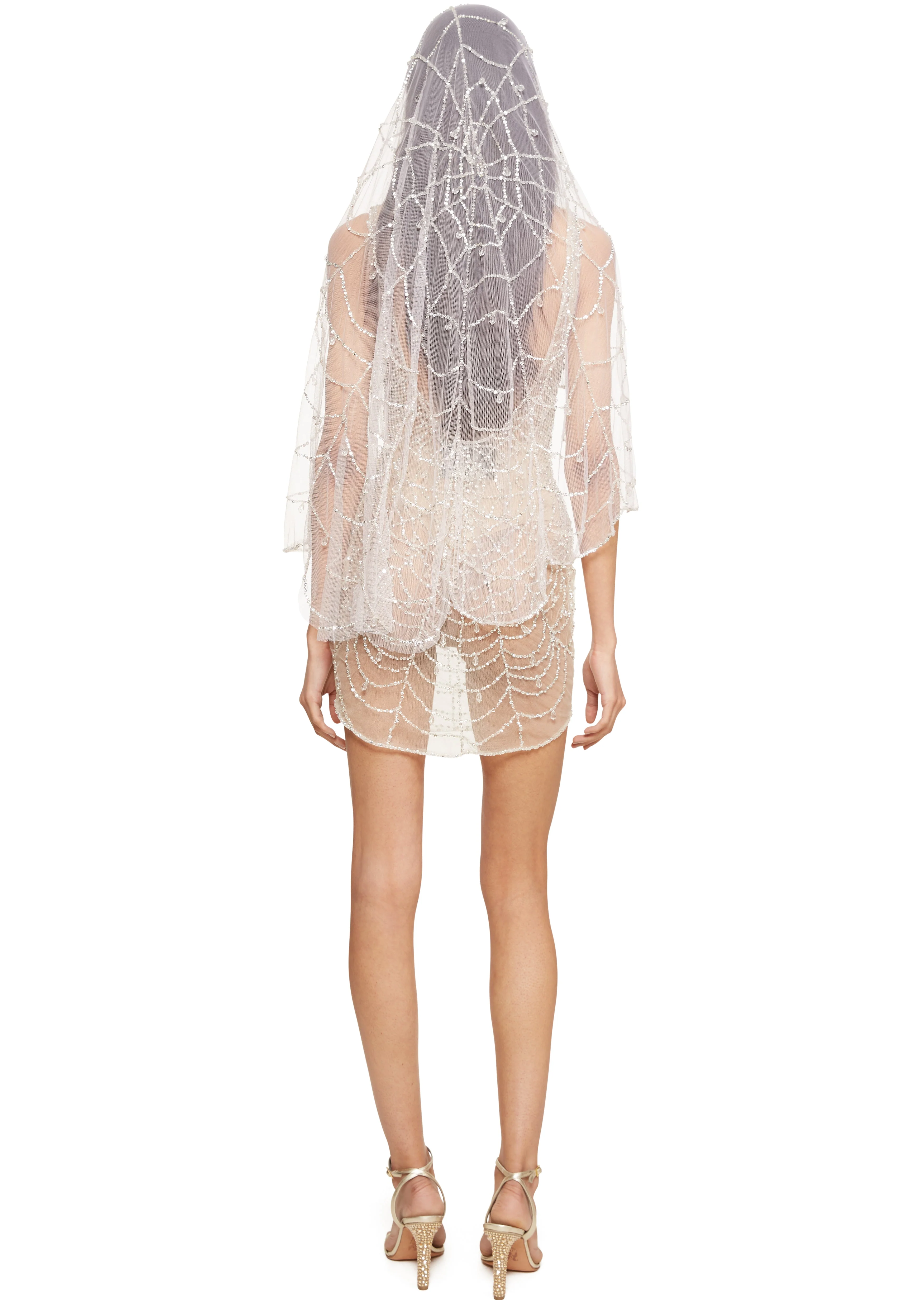 Cobweb Mini Dress - Pearl - Image 3