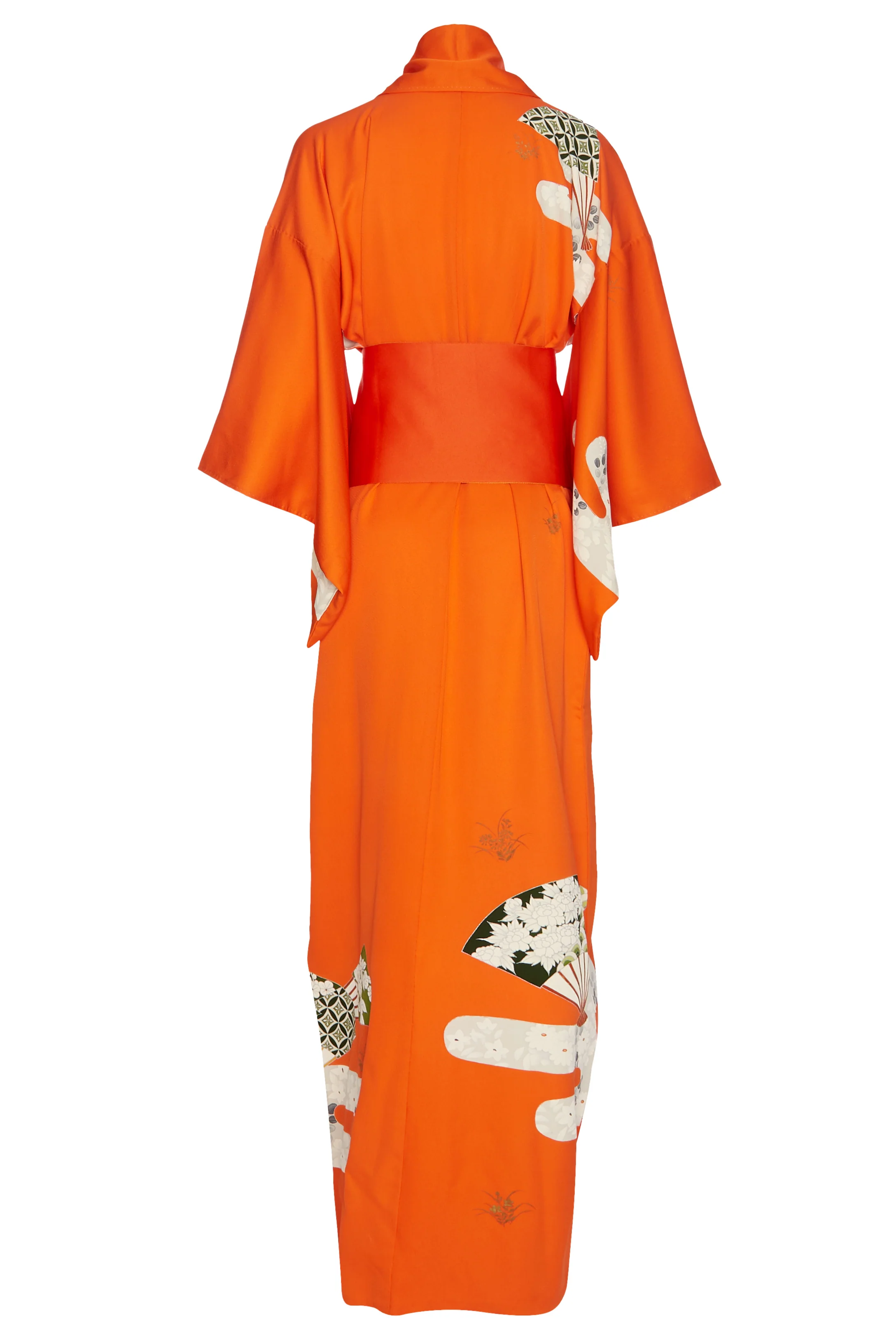 1970s Japanese Red Silk Kimono with Sash - Image 2