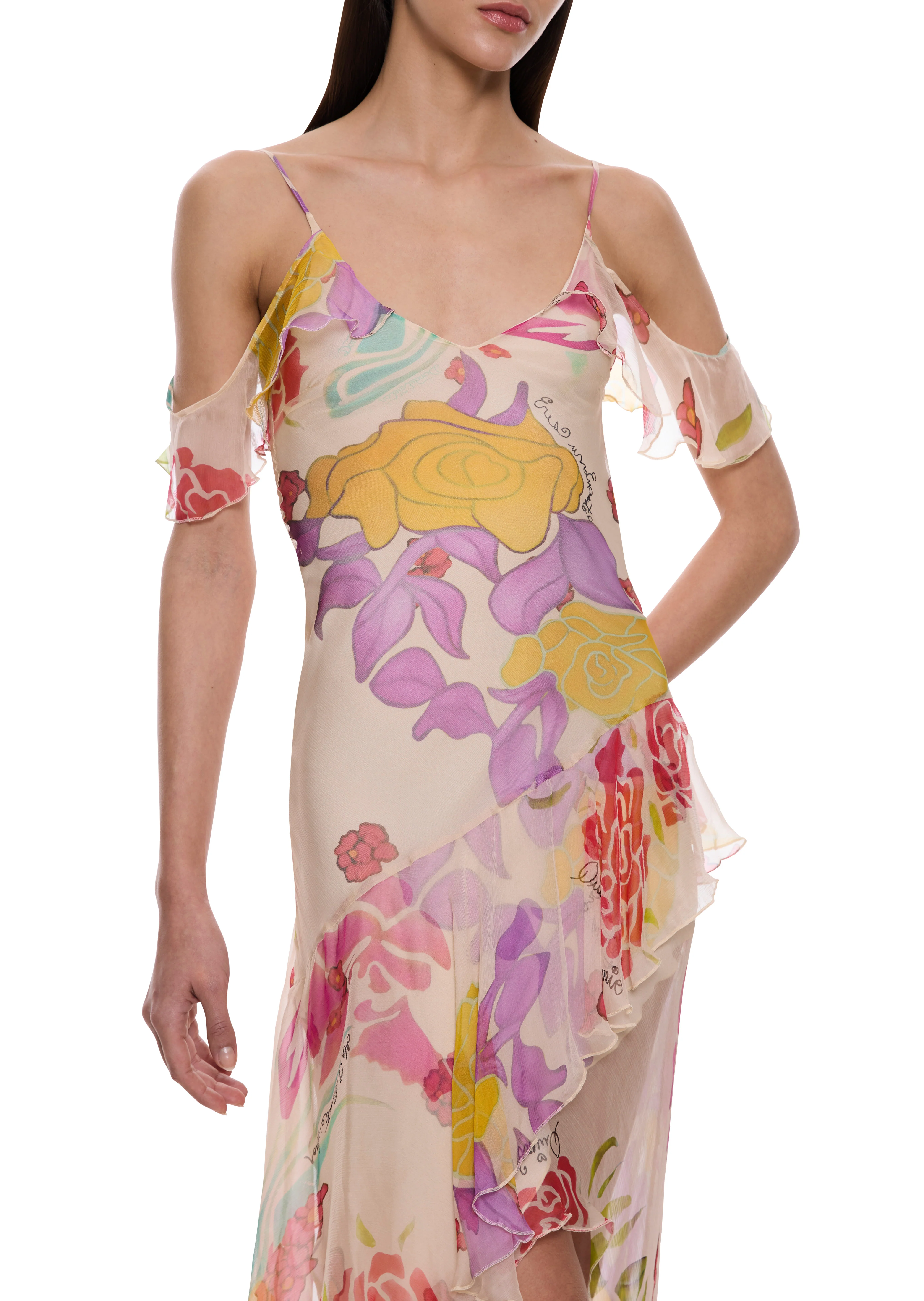 Flores Silk Chiffon Long Dress - Image 3