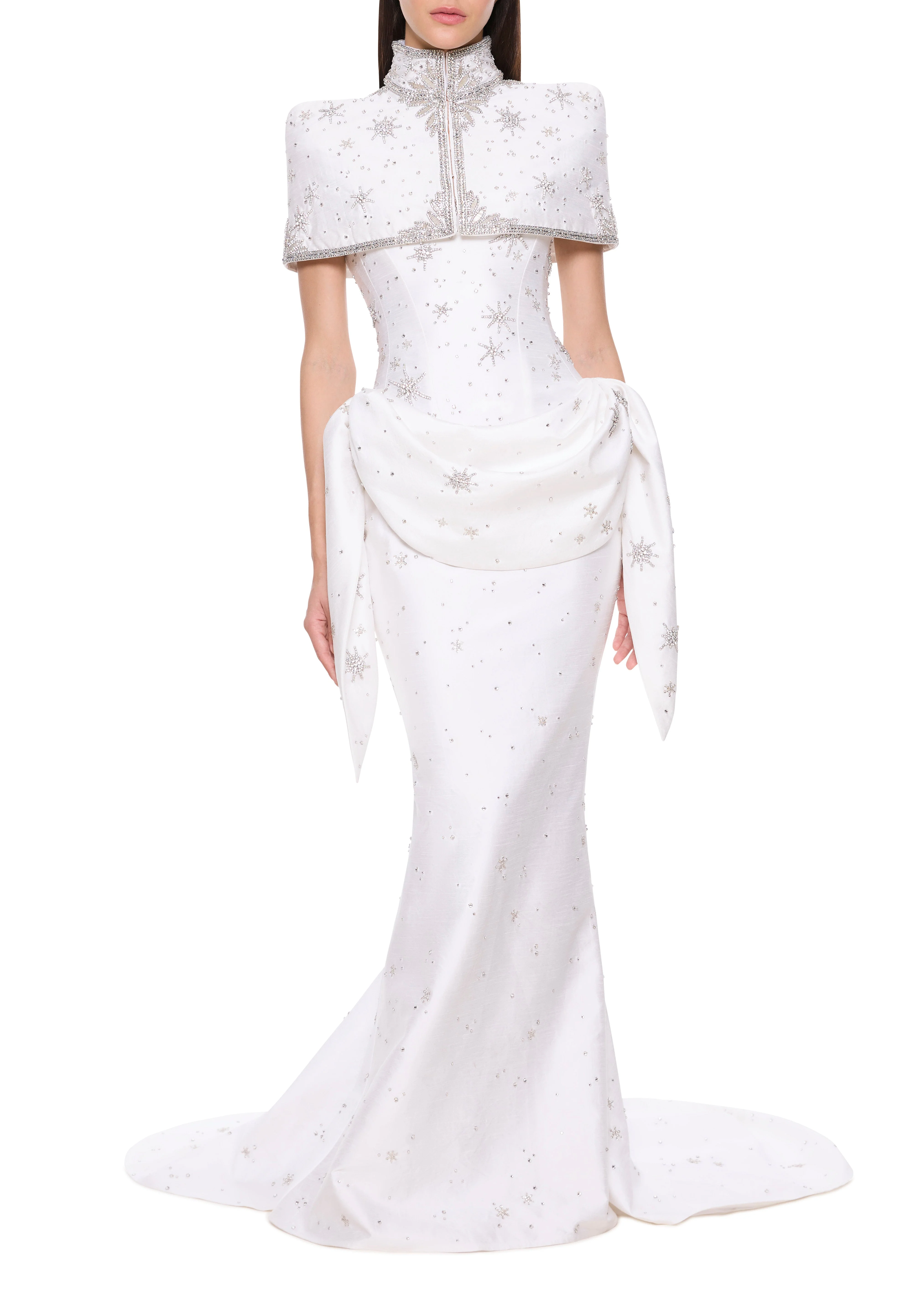 Estella Draped Gown - Bright White