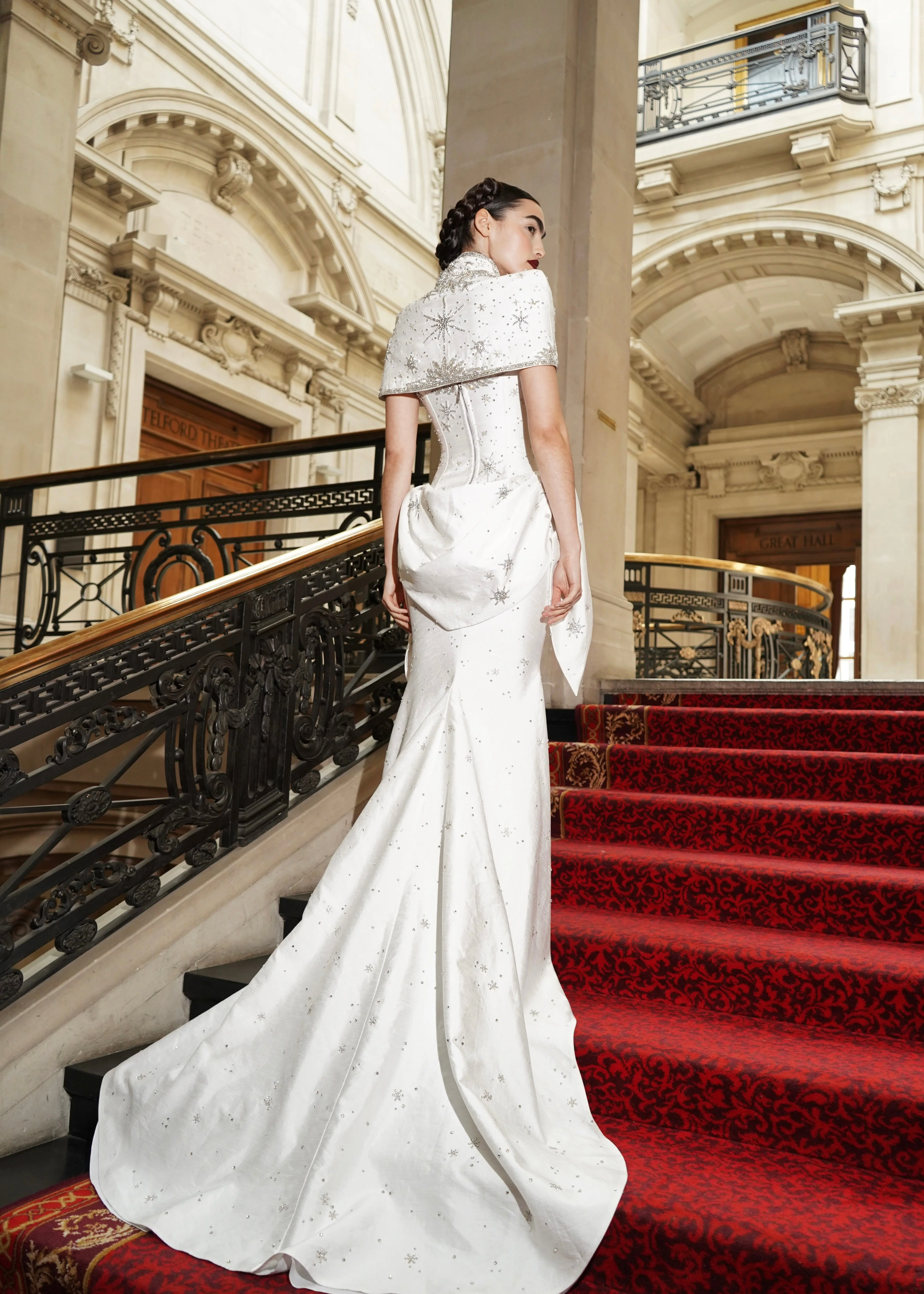 Estella Draped Gown - Bright White - Image 3