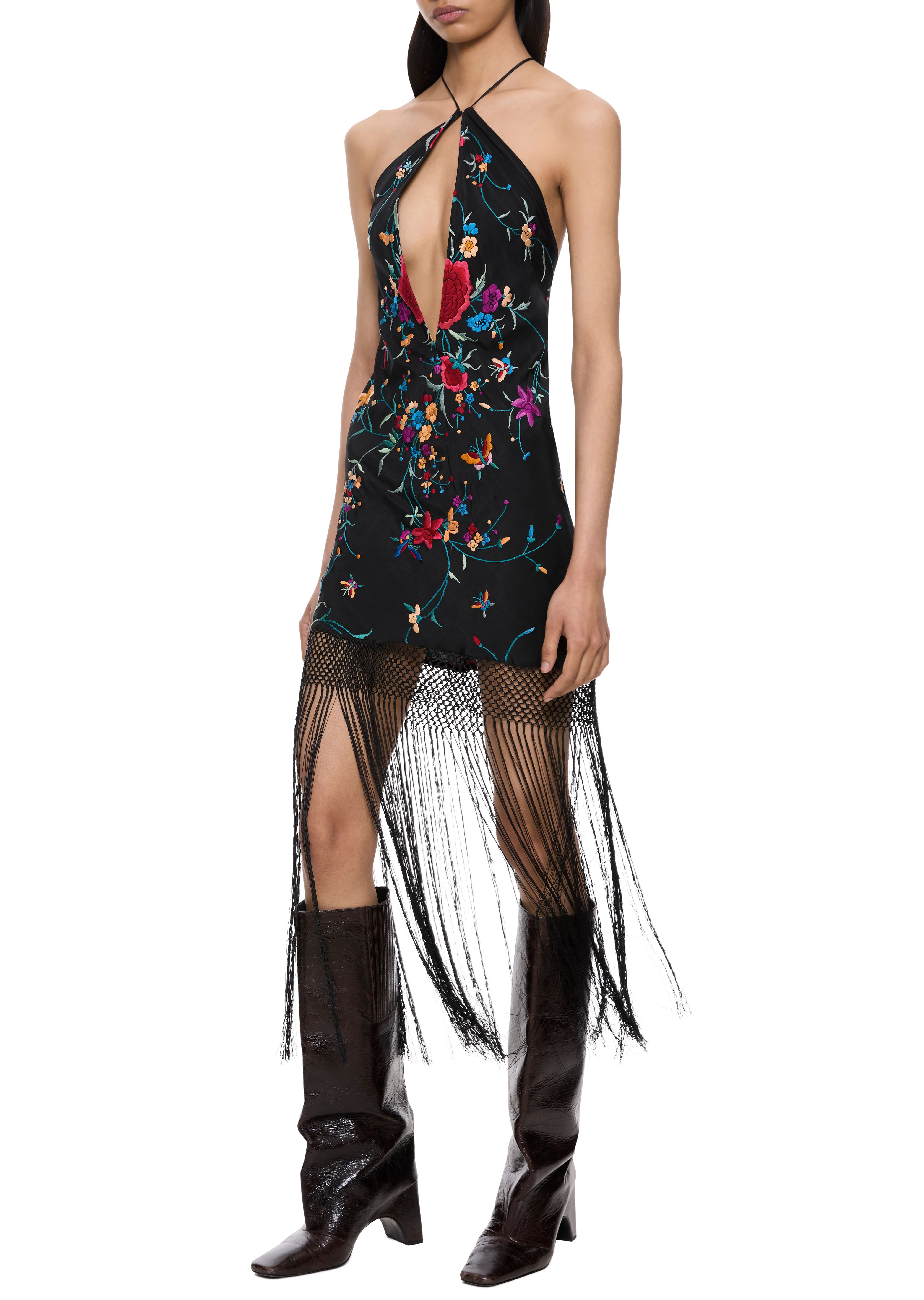 Zinnia Demi Couture Piano Shawl Halter Mini Dress - Image 2